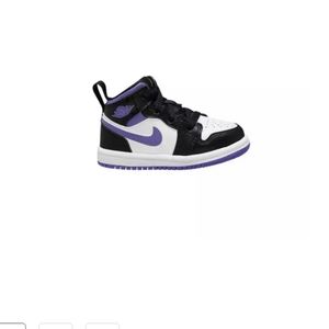 Jordan 1 mid black/dark iris/ white  toddler  boys shoes size 8